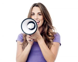 woman using a megaphone