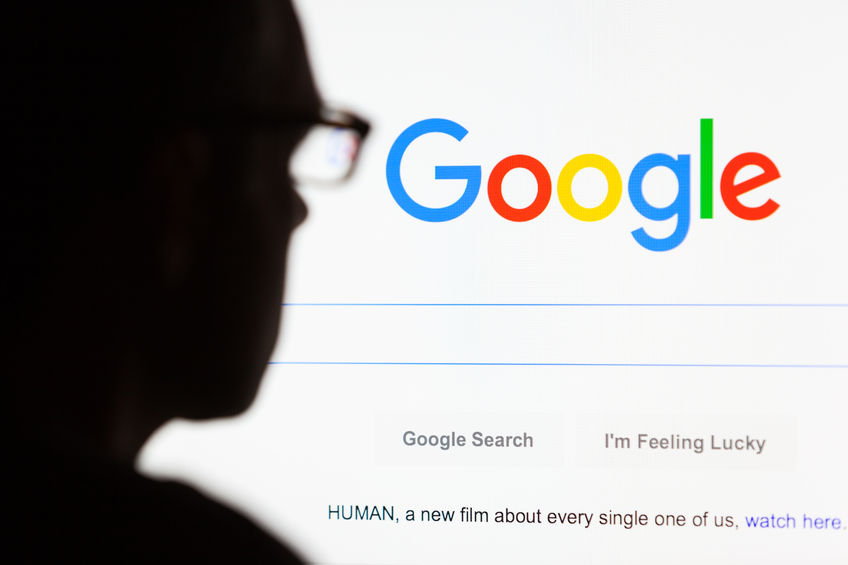 Google screen with silhouette of a person