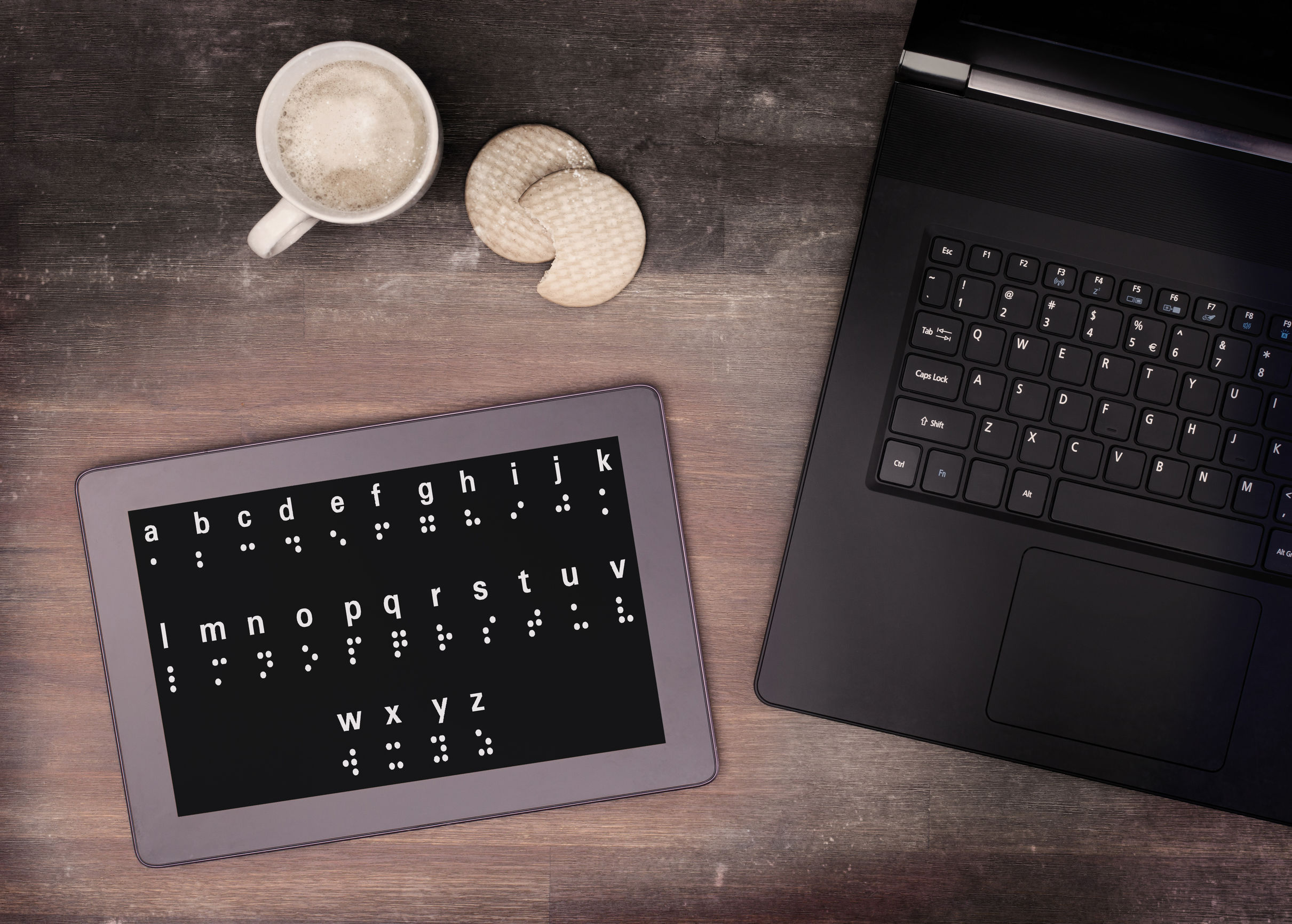 Braille on a tablet